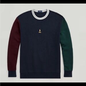 NEW Polo Ralph Lauren Sweatshirt Mens 3XLT Blue Color-Blocked Double Knit Pony